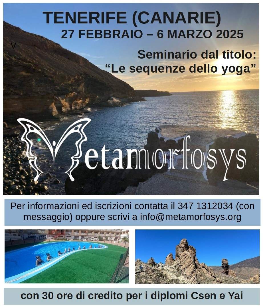 Tenerife – 27febbraio/6marzo 2025 – Seminario dal titolo “Le sequenze dello Yoga”