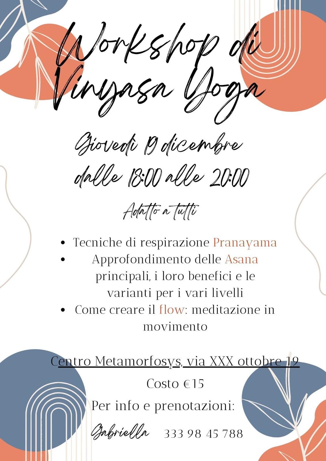 Giovedì 19 dicembre – workshop di Vinyasa Yoga